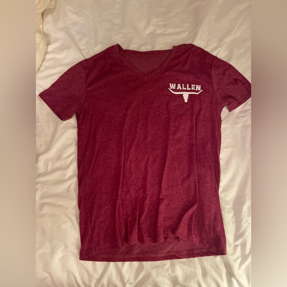 Morgan Wallen maroon V-Neck T-Shirt
